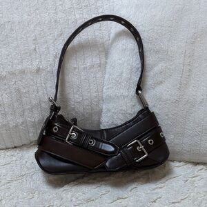 Zara brown faux leather buckle shoulder bag